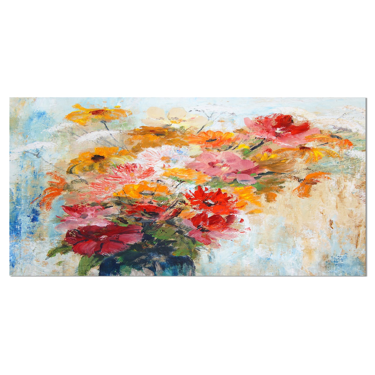 Designart - Flowers in Vase Painted - Floral Art Canvas Print